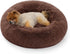 Calming Donut Cat Bed - Fluffy Plush Round Pet Bed, Suitable for Indoor Cats and Small Dogs, Washable, Anxiety-Free, Soft, Comfortable Hug, 23x23 inches, Brown (Basic Version)