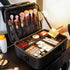 **Large Waterproof Makeup Organizer: Adjustable Dividers, Detachable Brush Holder, Multi-Compartment Design, Portable & Moisture-Resistant, Professional Cosmetic Storage Case**