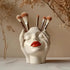 Sculpted Hands Vanity Brush Holder — "Goddess Embrace" Resin Organizer with Red Lips Accent/1 Piece Elegant Resin Makeup Brush Holder with Red Lips Design - Lightweight Synthetic Cosmetics Organizer Box, Standalone Desktop Storage Case for Bathroom or Dre