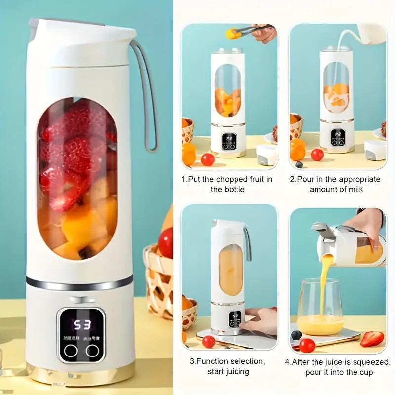 Portable USB Electric Blending Cup with 15.21 oz Capacity (1300 mAh / 3.7 V) – Ideal for Smoothies, Whipped Drinks, Travel, and Fitness.