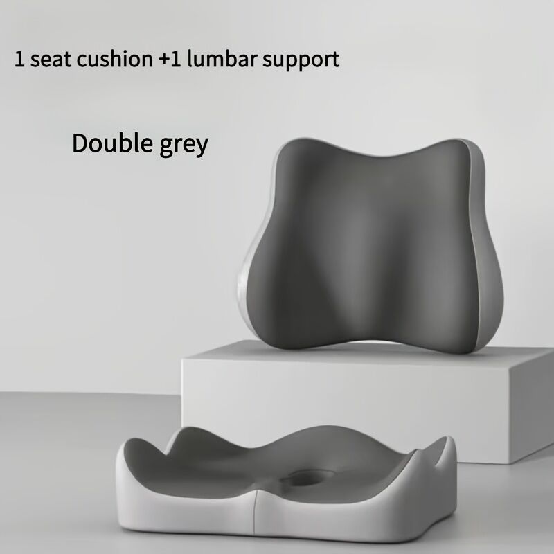 grey+black **Waist Support and Seat Cushion Combo: Scientifically Supports the Back, Breathable and Pressure-Relieving, Comfortable for 8 Hours of Sitting**