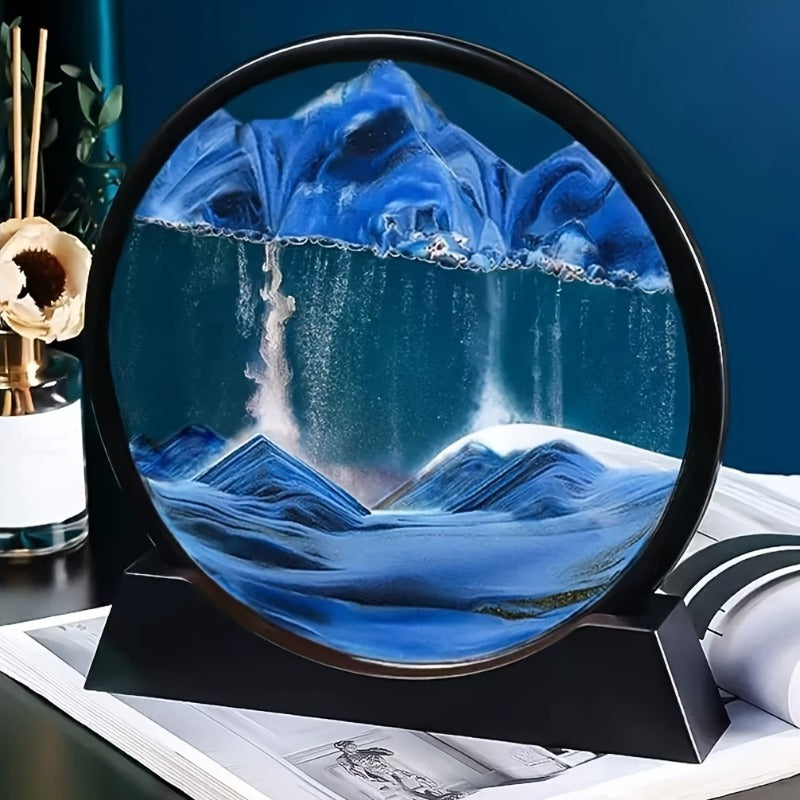 Flowing Sand Art: Adjustable Speed, New Scenery with Every Turn, Calming and Pleasing to the Eye(BLUE)