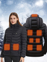 Heated Jacket Smart Heated Hoodie Lightweight Winter Coat Cotton Padded Jacket - Black - Size L(AU L/EU50)