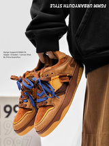 Vintage Sneakers Retro Skate Shoes Couple Matching Shoes Unisex Canvas Shoes - Camel - Size 10(AU10/EU43)