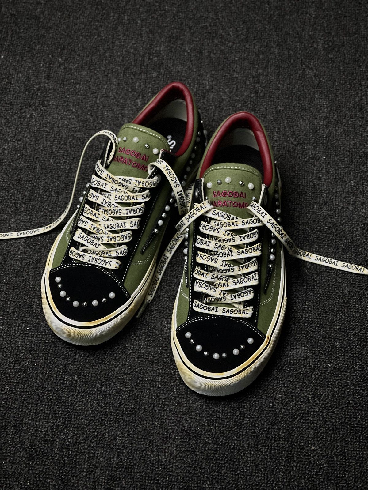 Vintage Skate Shoes Distressed Sneakers Retro Lightning Shoes Worn-In Casual - Gray-black - Size 8(AU8/EU41)