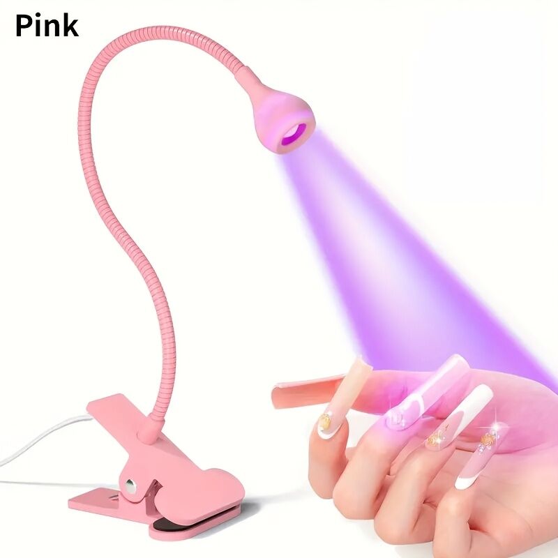 Straight UV/LED Nail Lamp, Table Lamp, Night Light, USB Nail Clamp Light, Gel Polish Curing Light with UV/LED Dual Function（pink）