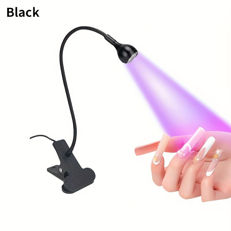 Straight UV/LED Nail Lamp, Table Lamp, Night Light, USB Nail Clamp Light, Gel Polish Curing Light with UV/LED Dual Function.（BLACK）