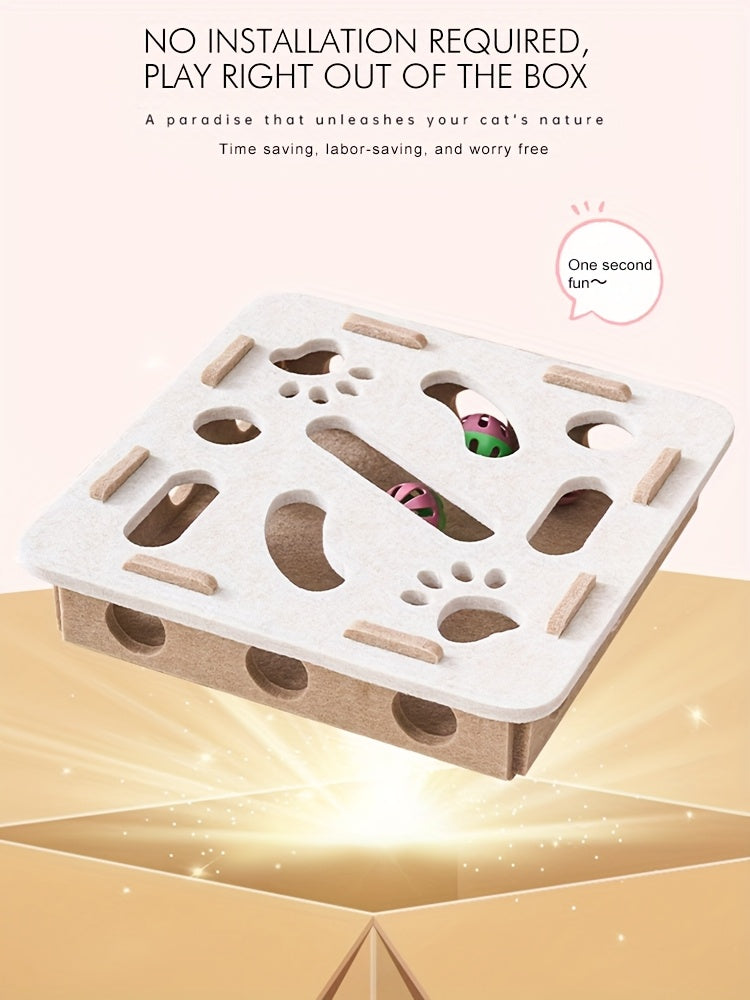 Interactive Cat Fun Box with Paw Print Design for Digging and Climbing, Includes 2 Hidden Balls, Made of Durable Plastic Material, Promotes Mental Stimulation and Exercise, Random Colors, Suitable for All Breeds and Sizes, GREY