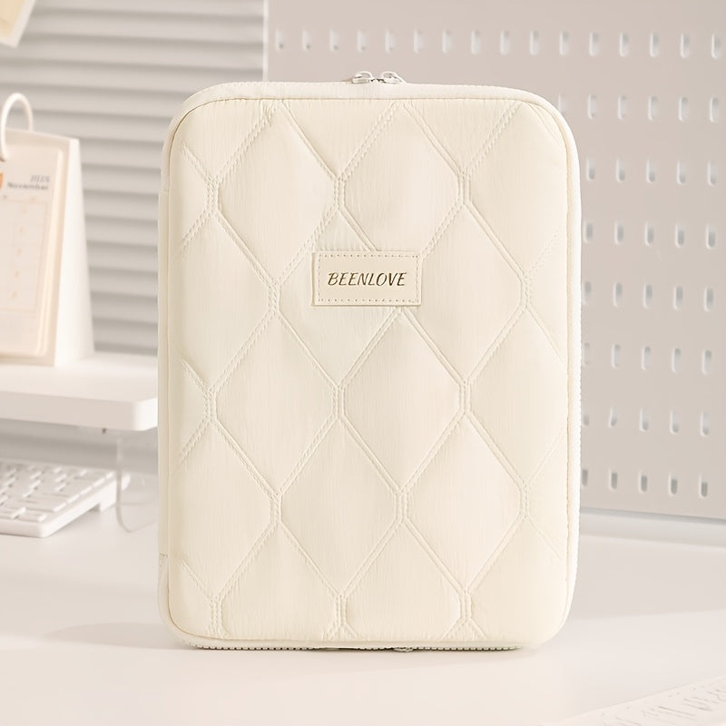 (beige)**BEENLOVE Tablet Storage Bag: 180° Full-Open Independent Compartment, Shockproof & Portable, Multifunctional Design**