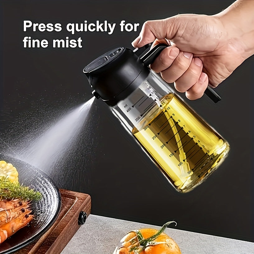 2-in-1 Precision Oil Control Bottle: Spray/Dispense Dual Modes, Leak-Proof, Effortless, Hands-Free.