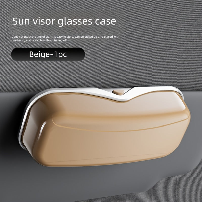 Car Travel Three-Piece Set: Push-Open Eyeglass Case, Universal Storage Case, and Secure Organizer—Complete On-the-Go Storage, Peace of Mind Every Journey(Beige)