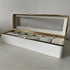 Luxury transparent-lid watch box with 6 fabric-lined compartments, portable and shockproof design, suitable for both men and women. Ideal for home, travel, or gifting—a refined storage solution for fine watches and jewelry. (White)
