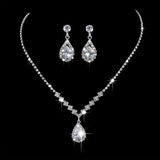 Elegant Teardrop Jewelry Set - Sparkling Necklace and Earrings, adorned with crystal accents, made of alloy, perfect for weddings, parties, and formal events, wedding jewelry.
