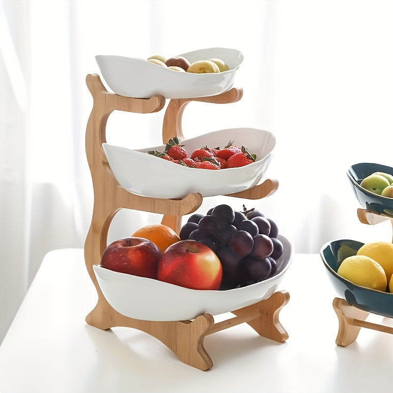 **Nordic-Style Three-Tier Extendable Fruit Tray | Creative Living Room Snack Stand, Adjustable Height, Anti-Slip Expandable Display Tray**