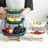**Nordic-Style Three-Tier Extendable Fruit Tray | Creative Living Room Snack Stand, Adjustable Height, Anti-Slip Expandable Display Tray**(Green)
