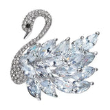 WHITE Crystal Swan Brooch with Premium Appeal – Secure Button Pin for Women, Dedicated Elegant Brooch, Stylish High-End Accessory Exquisitely Matched for Suits
