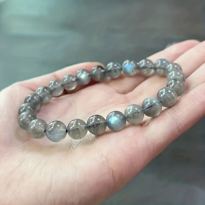 Natural Labradorite Bracelet - Handmade Bohemian-style Jewelry, Featuring Iridescent Stone with 8mm Beads, for Chakra and Positivity - A Labradorite Gemstone Gift Suitable for Both Men and Women, Perfect for All Seasons