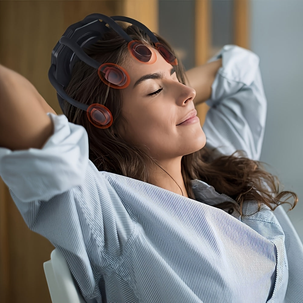 8-Claw Full-Coverage Smart Massager: Human-like Kneading, Immersive Head Relaxation BLACK