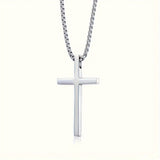 Titanium Steel Silver Men's Necklace, minimalist design, suitable for both men and women. Cross pendant style, religious-themed jewelry, showcasing unique faith and taste. Spiritual accessory, faith jewelry, minimalist design, contemporary jewelry, high-q