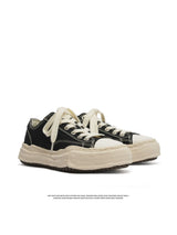 Canvas Sneakers Platform Sneakers Height-Increasing Shoes Unisex Casual Shoes - Black and white - Size 6(AU6/EU37)