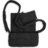 Women Puffer Woven Bag Padded Designer Crossbody Bags Woven Purse Down Shoulder Bags light weight With mother and child bag