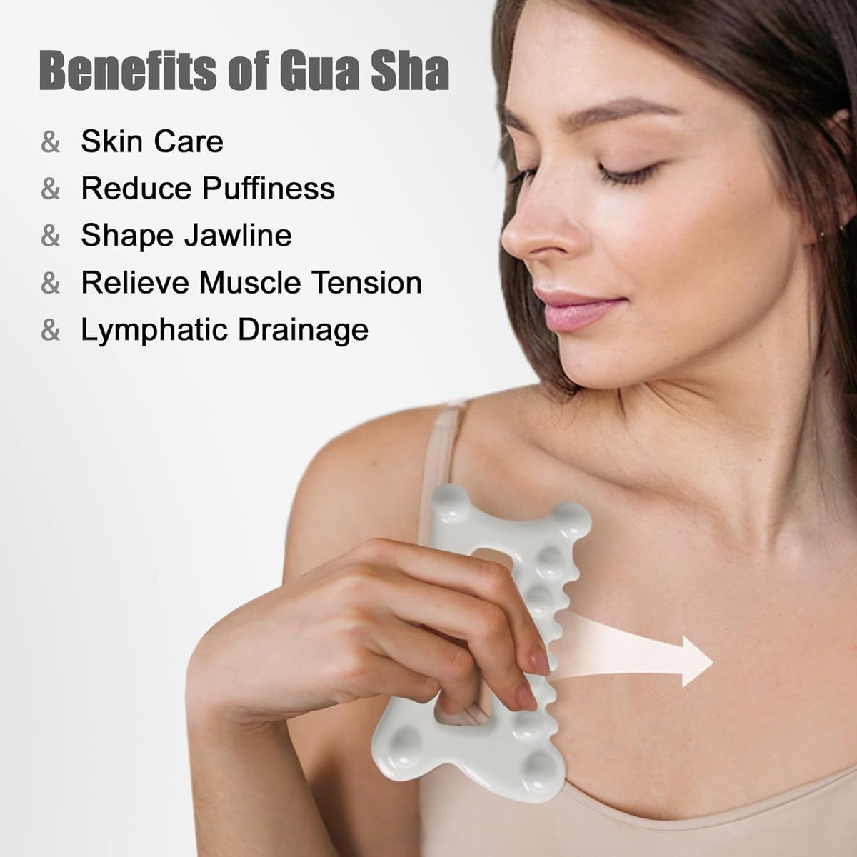 Advanced Ceramic Gua Sha Facial Tool, Skin Care Gift for Women Men, Face Body Guasha Massage Tool (Facial Massager)