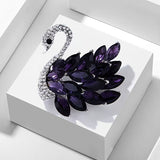 Purple  Crystal Swan Brooch with Premium Appeal – Secure Button Pin for Women, Dedicated Elegant Brooch, Stylish High-End Accessory Exquisitely Matched for Suits