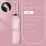 Pink Reinforced Black Coating Umbrella, featuring a 10-rib black steel frame for durability, approximately 106cm in diameter, lightweight and portable. Combines lotus-effect water repellency with strong UV protection, an ideal companion for 1–2 people on 