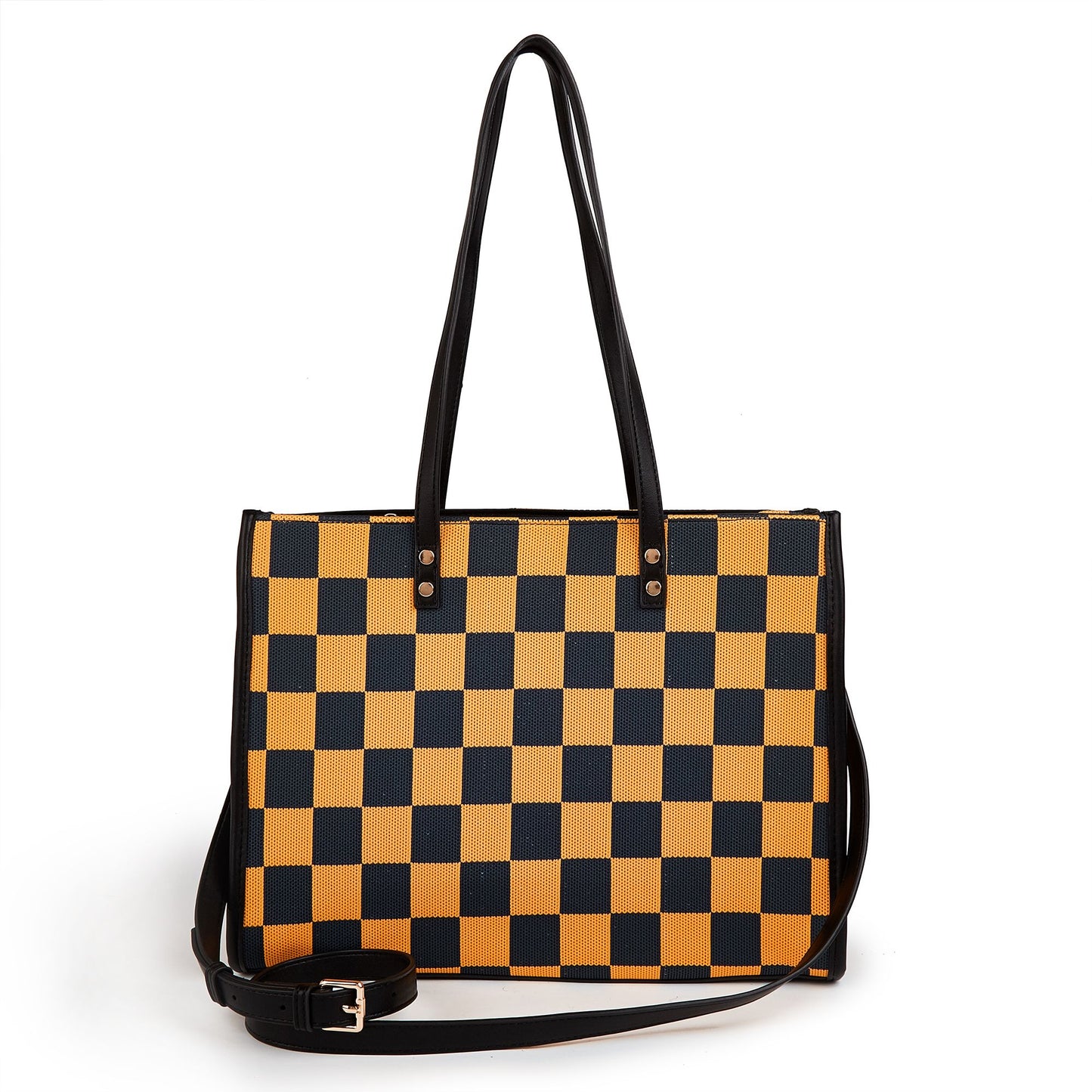 Fashionable checkered large-capacity tote bag, versatile single-shoulder and hand-held bag for women, suitable for commuting, shopping and casual occasions.