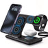 Multi-device 3-in-1 Foldable Wireless Charging Station | iWatch Series 9 8 7 6 SE 5 4 3 2, Ultra Airpods Pro 3 2, iPhone 17/16/15/14/13/12/11 Rapid Charging Stand - Magnetic Connector, USB Power Supply