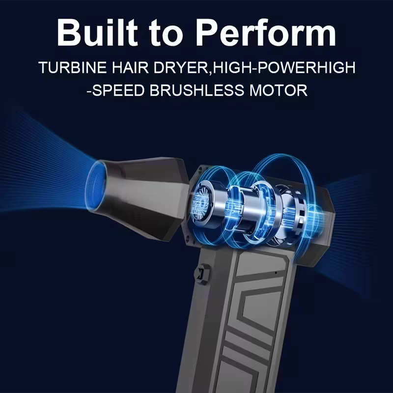Wireless turbojet dust collector, 130,000 RPM power, lightweight ABS jet hair dryer, a multi-scenario cleaning tool for home, office, car and camping