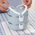 Two-layer circular lunch boxes, stainless steel insulated lunch containers, covered storage containers, suitable for office workers, school trips, camping and picnics, kitchen supplies