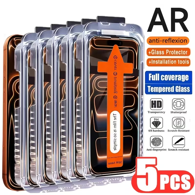 iPhone 16 Pro - 5 packs of high-definition protective film cases