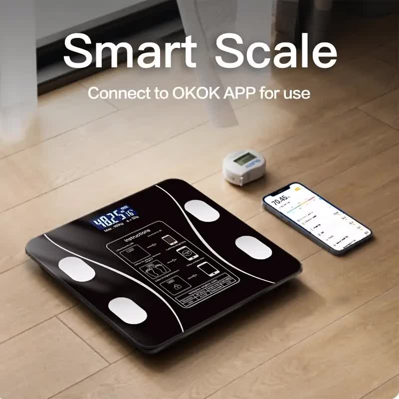 Smart Electronic Scale | UAEUUI Body Fat Scale, Bathroom Scale, Small Household Scale, with LCD Digital Display, Wireless, Battery Powered
