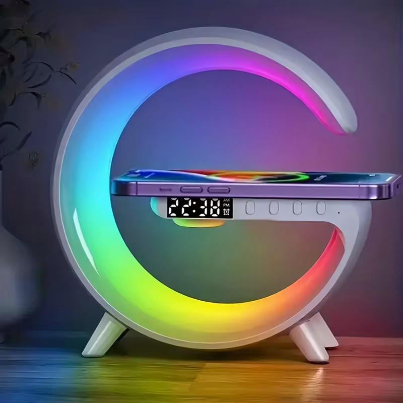 Wireless speaker with mobile phone charger; Creative ambient light night light; multi-functional music speaker suitable for teenagers and adults; bedroom bedside sound gift