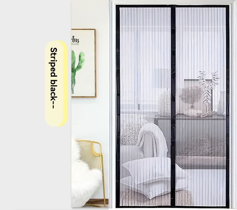 Magnetic Screen Door Self-Sealing Mesh Curtain Heavy-Duty Screen Door Insect - Black - Size 120-250cm