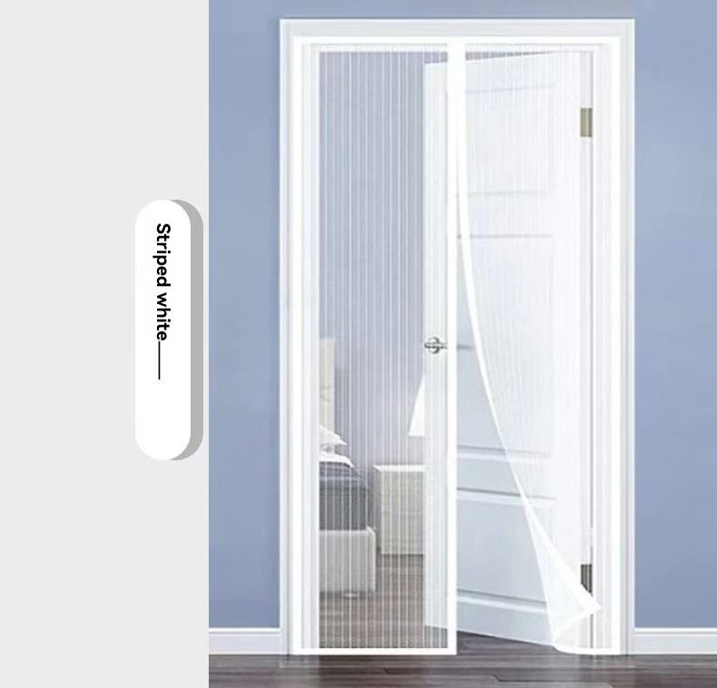 Magnetic Screen Door Self-Sealing Mesh Curtain Heavy-Duty Screen Door Insect - White - Size 80-210cm