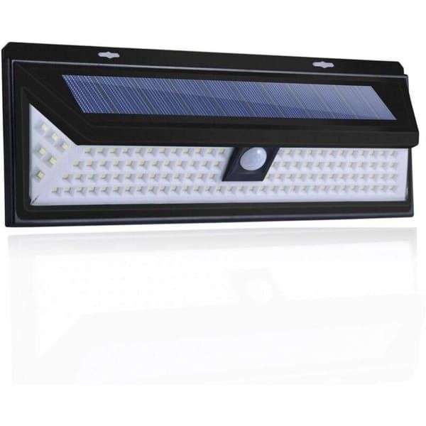 Solar Wall Light 180 LED PIR Motion Sensor Outdoor Garden Light IP65 Waterproof - Black - Size 001