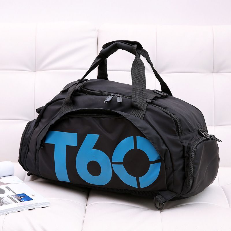 Travel Duffel Bag T60 Duffel Durable Travel Bag Stylish Gym Bag Weekend Bag - Black and blue - Size 45-25-23CM