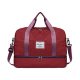 Luxury Duffle Bag Oversized Duffle Travel Bag Gym Bag Multiple Compartments Wet - Burgundy - Size 01