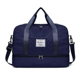 Luxury Duffle Bag Oversized Duffle Travel Bag Gym Bag Multiple Compartments Wet - Navy - Size 01