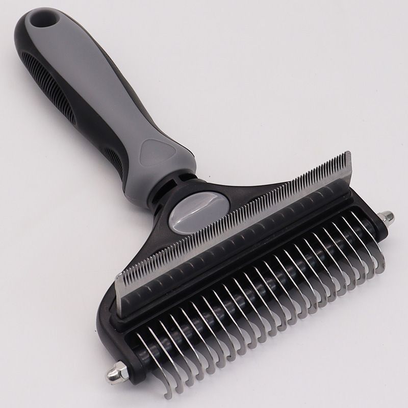 Pet Hair Remover Brush Double-Sided Pet Brush Pet Grooming Tool Dog Brush Cat - Gray - Size Small size -fine teeth 67