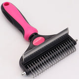 Pet Hair Remover Brush Double-Sided Pet Brush Pet Grooming Tool Dog Brush Cat - Pink - Size Large -91 teeth