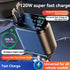 120W Car Charger Fast Charging Retractable Cables 2 Data Cables Universal Plug - Black - Size TC
