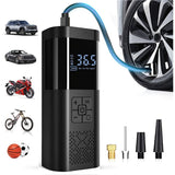 Black Portable Car Tire Inflator 150PSI Inflator Digital Tire Pressure Gauge LED