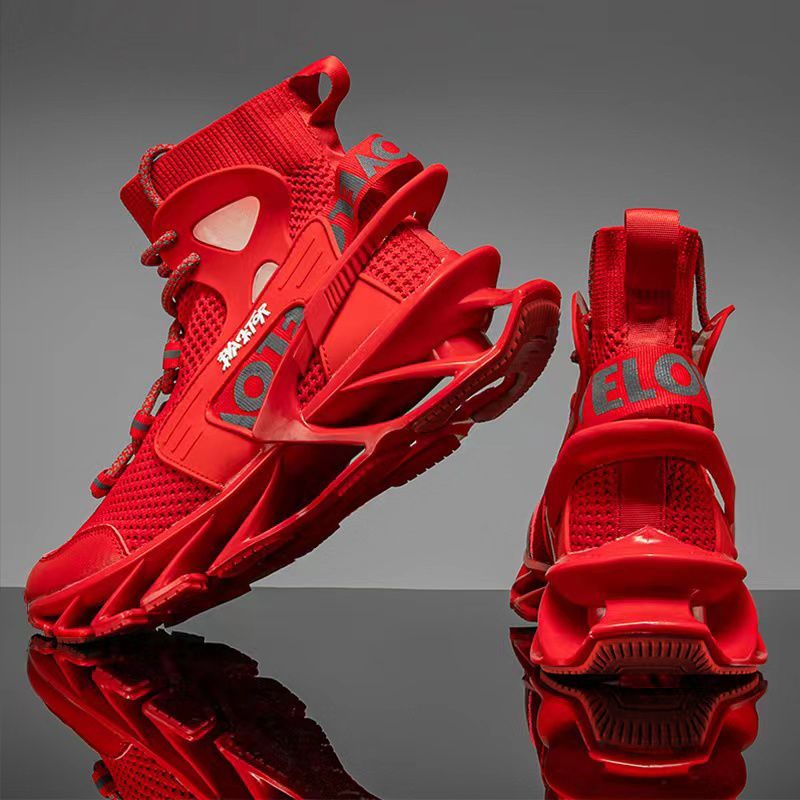 Men'S Casual Shoes Blade Style Shoes Breathable Sports Shoes Shock Absorbing - Red - Size 47