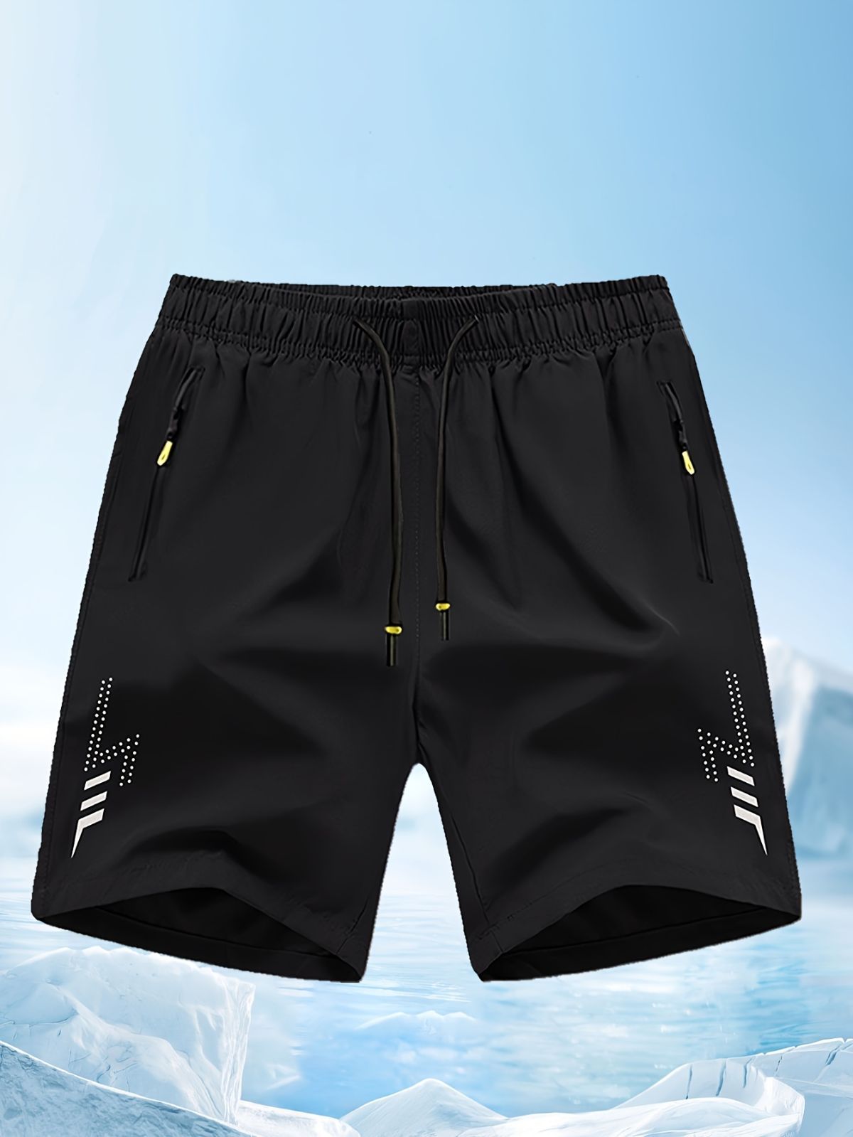 Men'S Athletic Shorts Gym Shorts Running Shorts Side Pocket Shorts Zippered - Black - Size L