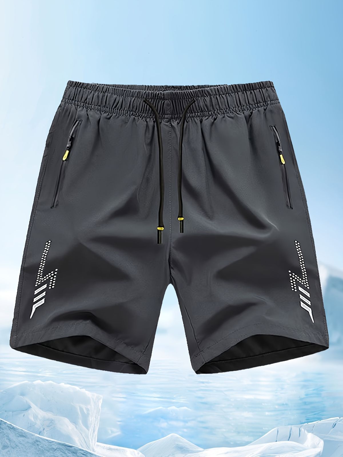 Men'S Athletic Shorts Gym Shorts Running Shorts Side Pocket Shorts Zippered - Gray - Size XXL