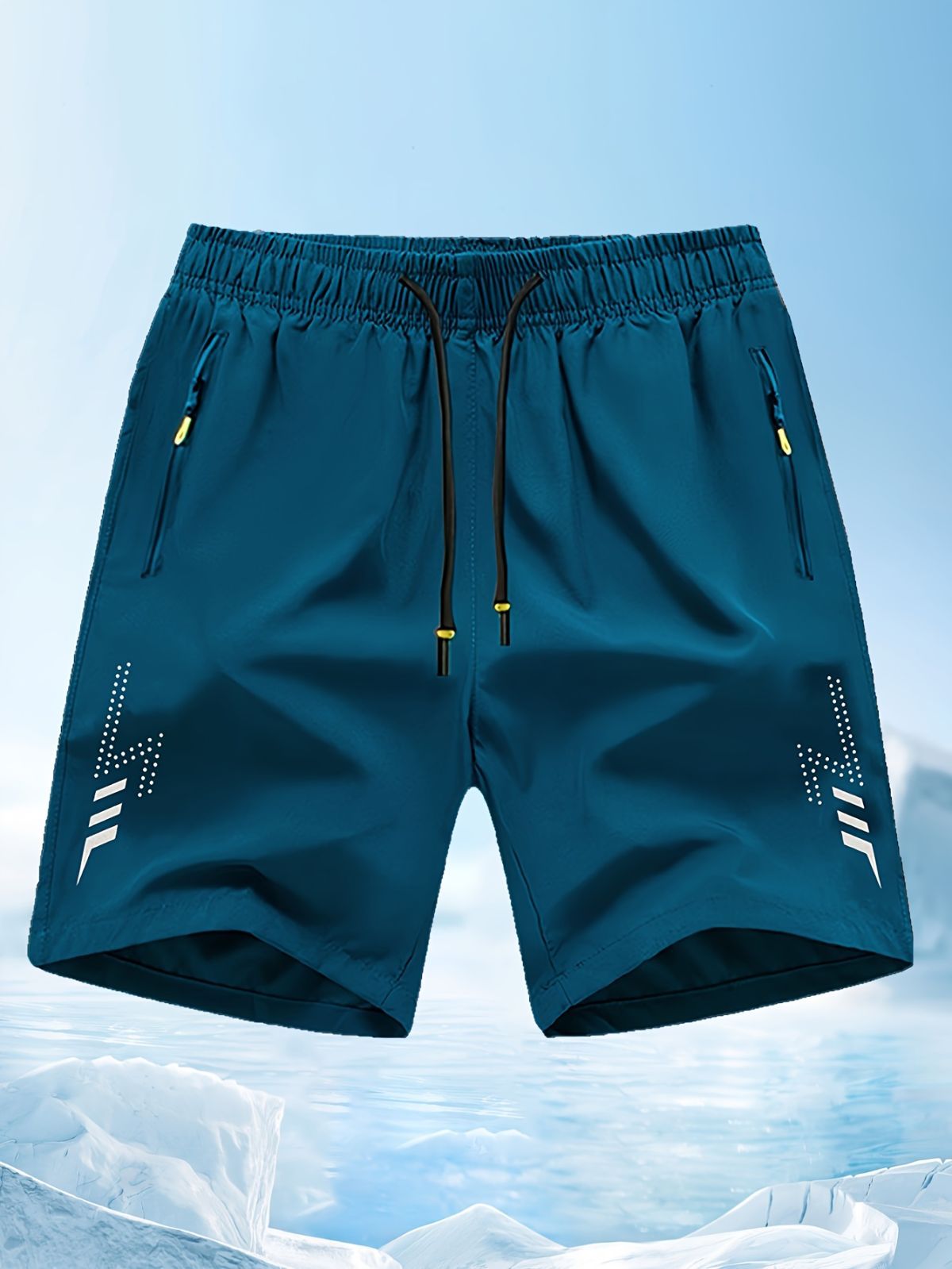 Men'S Athletic Shorts Gym Shorts Running Shorts Side Pocket Shorts Zippered - Turquoise - Size S