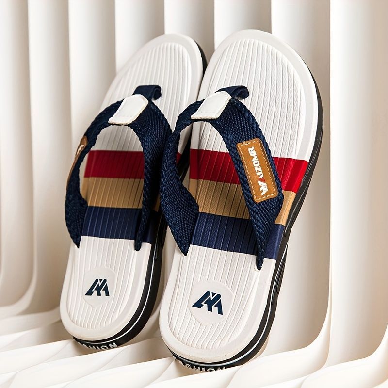 Men'S Flip-Flops Summer Sandals Thick-Soled Anti-Slip Anti-Odor Wear-Resistant - White - Size 44